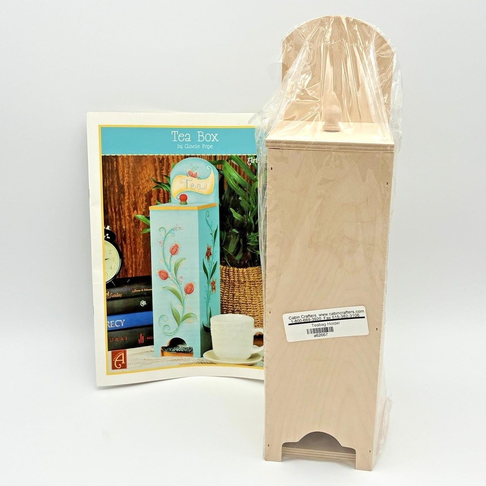 Artist Club Tea Box Painting Pattern with Wood Box Tea Bag Holder DIY Cottage